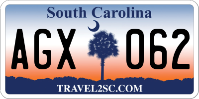 SC license plate AGX062