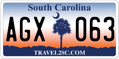 SC license plate AGX063