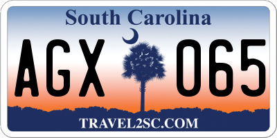 SC license plate AGX065