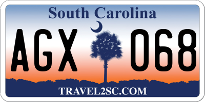SC license plate AGX068