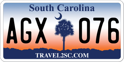 SC license plate AGX076