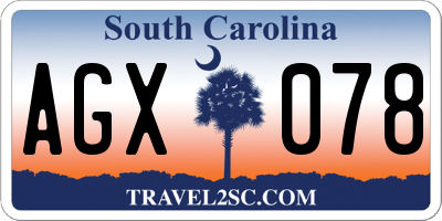 SC license plate AGX078