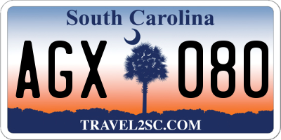 SC license plate AGX080