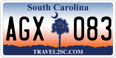 SC license plate AGX083