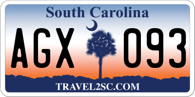 SC license plate AGX093