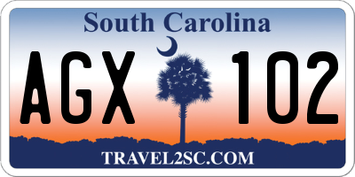 SC license plate AGX102