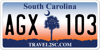 SC license plate AGX103