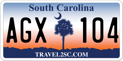 SC license plate AGX104