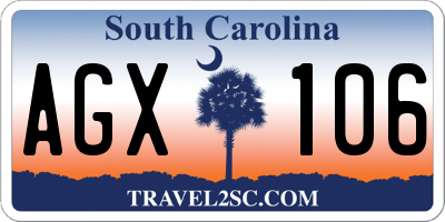 SC license plate AGX106