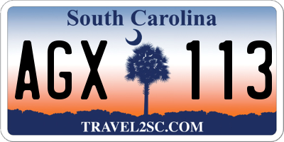 SC license plate AGX113