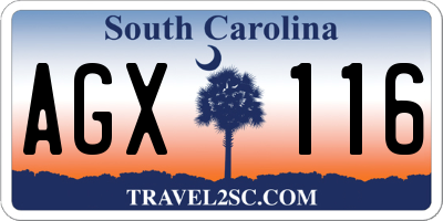 SC license plate AGX116