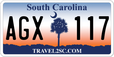 SC license plate AGX117