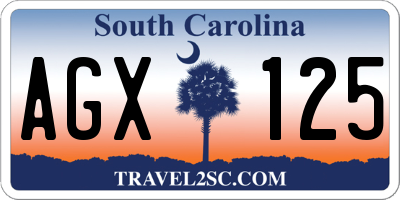 SC license plate AGX125