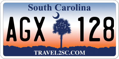 SC license plate AGX128