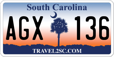 SC license plate AGX136