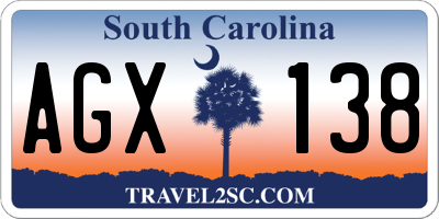 SC license plate AGX138