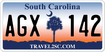 SC license plate AGX142