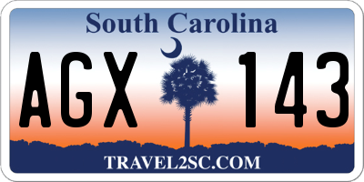 SC license plate AGX143