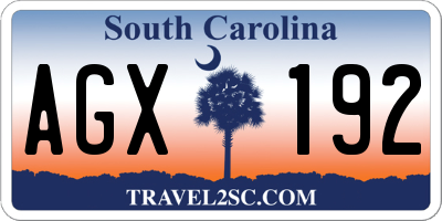 SC license plate AGX192