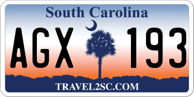 SC license plate AGX193
