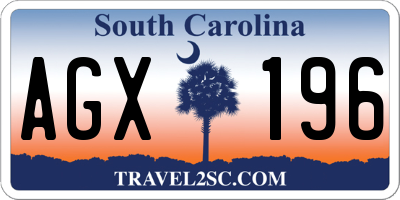 SC license plate AGX196