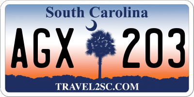 SC license plate AGX203