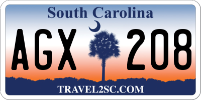 SC license plate AGX208