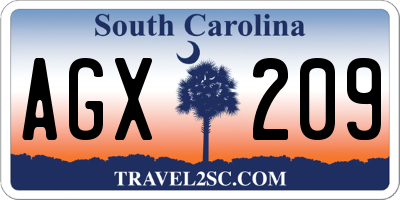 SC license plate AGX209