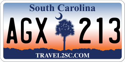 SC license plate AGX213