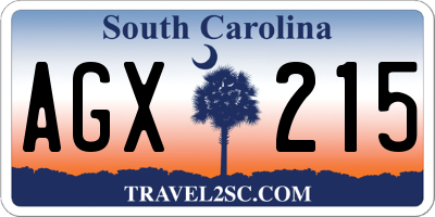SC license plate AGX215