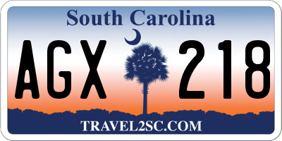 SC license plate AGX218