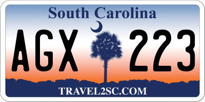 SC license plate AGX223