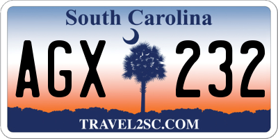 SC license plate AGX232