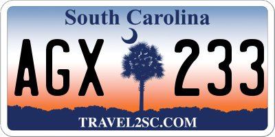 SC license plate AGX233