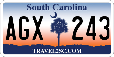 SC license plate AGX243