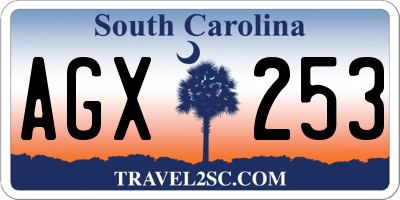 SC license plate AGX253