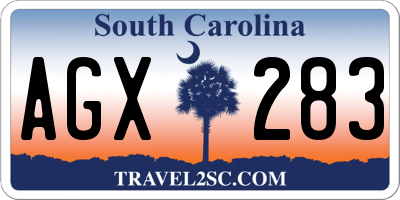 SC license plate AGX283