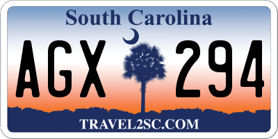 SC license plate AGX294