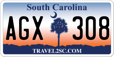 SC license plate AGX308