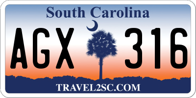 SC license plate AGX316