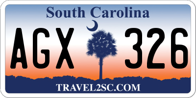 SC license plate AGX326