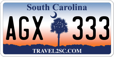 SC license plate AGX333
