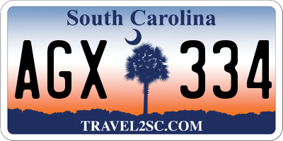 SC license plate AGX334