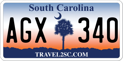 SC license plate AGX340