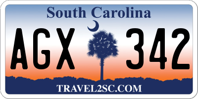 SC license plate AGX342