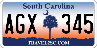 SC license plate AGX345