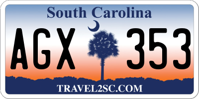 SC license plate AGX353