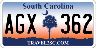 SC license plate AGX362