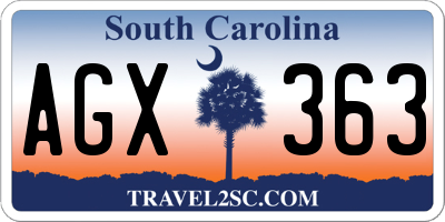 SC license plate AGX363