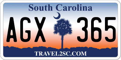 SC license plate AGX365